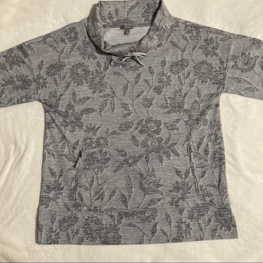 T by Talbots Grey Floral Tunic Size L